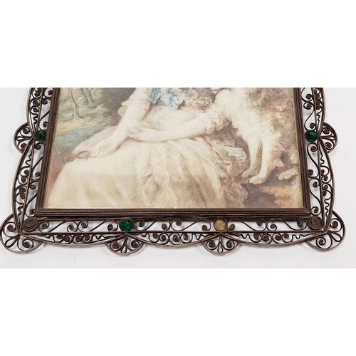 348 - A. Manet
 Circa 1900
 Portrait miniature on ivory of Mary Robinson, after Thomas Gainsborough (1727-... 