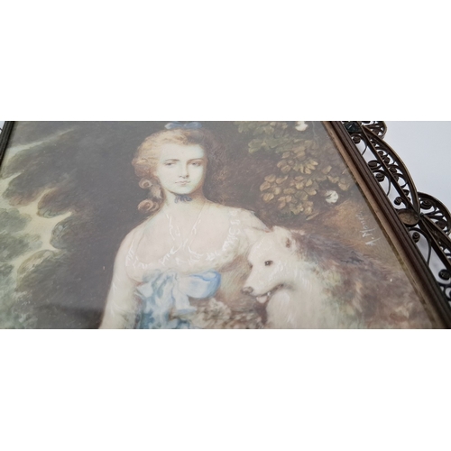 348 - A. Manet
 Circa 1900
 Portrait miniature on ivory of Mary Robinson, after Thomas Gainsborough (1727-... 