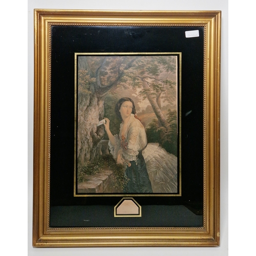 350 - Group of framed George Baxter (1804-1867) colour prints
 Comprising: three in black and gilt verre e... 