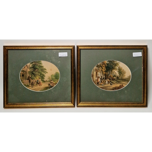 350 - Group of framed George Baxter (1804-1867) colour prints
 Comprising: three in black and gilt verre e... 
