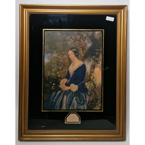 350 - Group of framed George Baxter (1804-1867) colour prints
 Comprising: three in black and gilt verre e... 