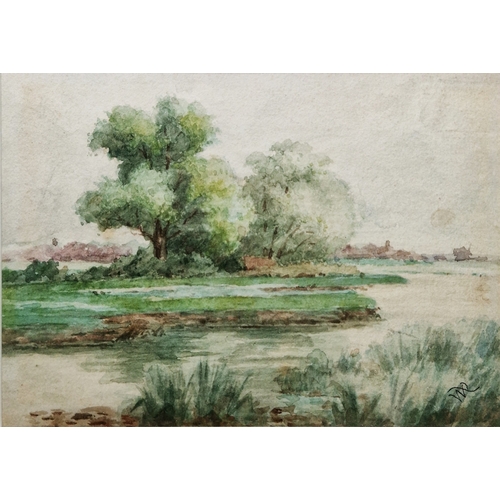 359 - William Rutledge (Australian, 1924-1993)
 Watercolour
 Rural scene with dwelling and tree next to tr... 