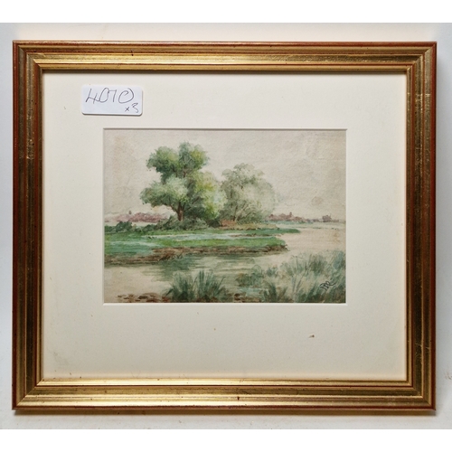 359 - William Rutledge (Australian, 1924-1993)
 Watercolour
 Rural scene with dwelling and tree next to tr... 