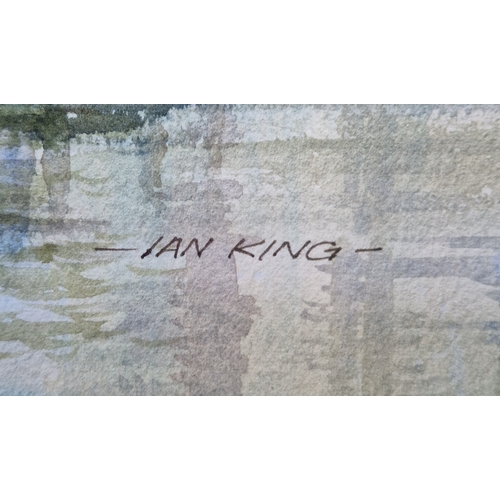 365 - Ian King (20th century)
 Watercolour
 View of Country house with gated entrance, signed lower right,... 