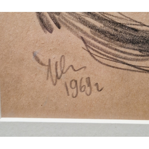 372 - Olga Ivashintsova (b.1947)
 Pencil on paper
 'Coal Miner' head and shoulders portrait of a male, sig... 