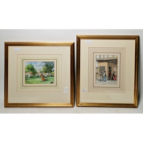 373 - John Strickland Goodall (British 1908-1966)
 Watercolour drawing
 Snowy village street scene, with f... 