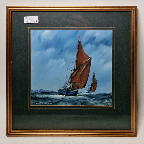 374 - Anthony Osler (b. 1938)
 Watercolour/gouache
 Maritime scene with two sailboats, signed and dated 19... 