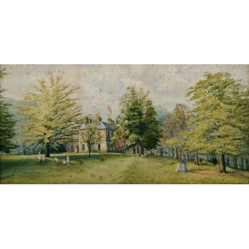 384 - Gerald Ososki (1903-1981)
 Ink and wash
 Landscape with country house in distance, signed and dated ... 