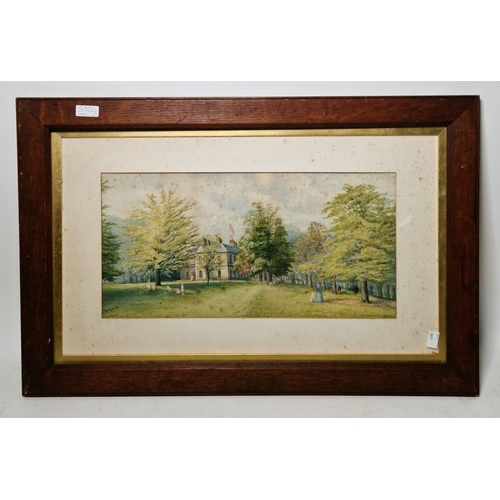 384 - Gerald Ososki (1903-1981)
 Ink and wash
 Landscape with country house in distance, signed and dated ... 