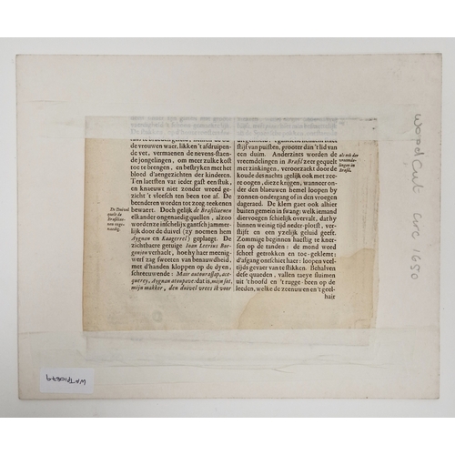 389 - After Arnoldus Montanus (c.1625-1683)
 Woodcut 
 Cannibalism in the New World 
 13.5 cm x 17.5cm