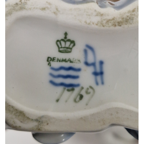 67 - Group of Royal Copenhagen models of animals and vase, 20th century, printed green marks, blue wave m... 