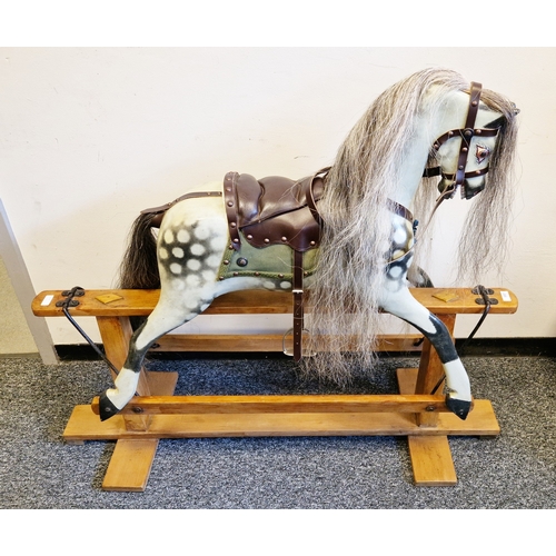 Collinson dapple grey rocking horse on platform base 96cm high, 110cm long