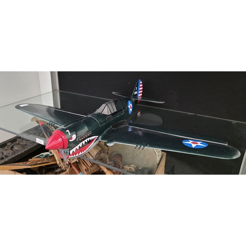 180 - Seven scratch built models of airplanes including Hawker Hunter, Bi-plane, Ford Flivver, Mustang, Ha... 