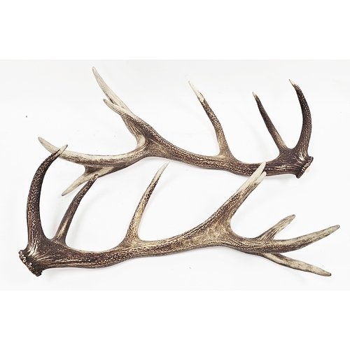 187 - Pair of eight-point red deer antlers, unmounted, 71cm long