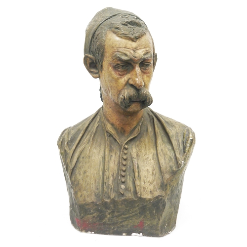 190 - George Anderson Lawson (Edinburgh 1832-1904) painted plaster head and shoulders bust of a middle eas... 