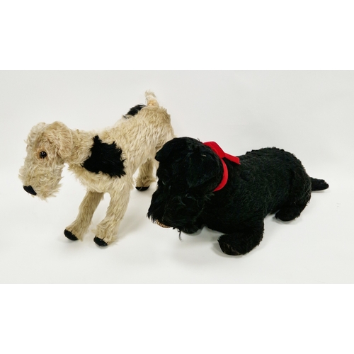 208 - 1920's Chiltern ' Panurge Pets ' stuffed soft toy in the form of a terrier dog, with glass eyes, bla... 