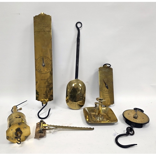 228 - Two sets of Salter's brass and iron improved circular spring balance scales, to weigh 60lb by ounce ... 