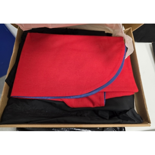 231 - Collection of mid-century clothing including Walters of Oxford graduation gown and red academic hood... 