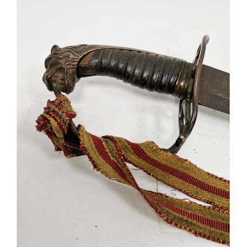 250 - British 1803 pattern infantry flank officer's sword by Osborn & Gunby, etched foliate decoration thr... 