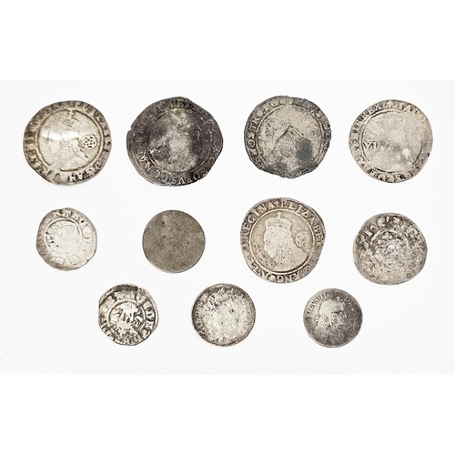 260 - Collection of silver coins including an  Edward I silver penny, an Elizabeth I silver shilling, a Ja... 