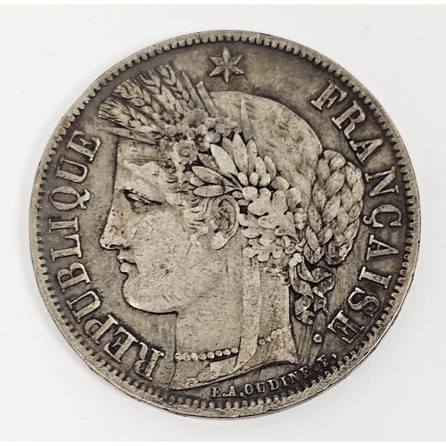 261 - 1851 five Franc Ceres silver coin