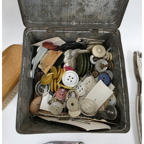 290 - Mixed lot of collectable items including wooden rules, magnifying lenses, bakelite cigarette case, b... 