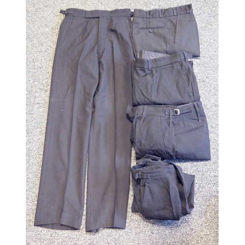 686 - Collection of approx 13 Royal Naval and other black trousers, various makes including H Edgard & Son... 