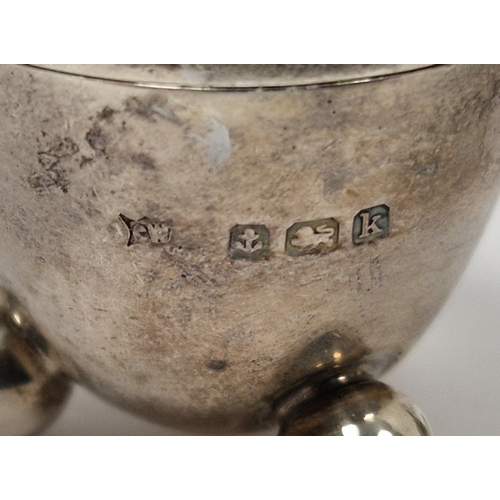 316 - Victorian silver mustard pot, gadrooned, with glass liner, hallmarked Birmingham, 1899; an Edwardian... 