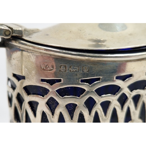 316 - Victorian silver mustard pot, gadrooned, with glass liner, hallmarked Birmingham, 1899; an Edwardian... 