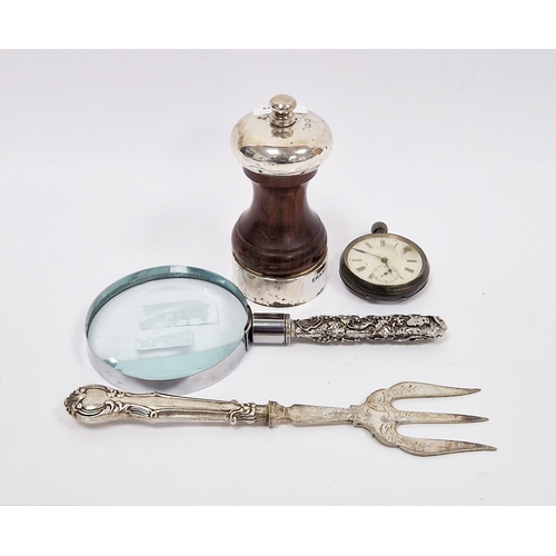 331 - Peter Piper silver and mahogany pepper grinder, London 1992, M C Hersey & Son, 11cm high together wi... 