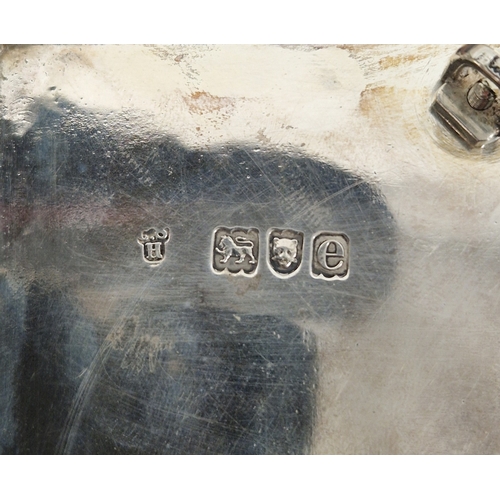332 - Large late Victorian silver inkstand, having two silver mounted glass inkwells and a silver chambers... 