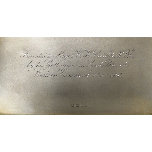 337 - George V silver cigarette case of rectangular form, engine turned, hallmarked Birmingham 1921 by Cha... 