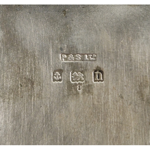 337 - George V silver cigarette case of rectangular form, engine turned, hallmarked Birmingham 1921 by Cha... 