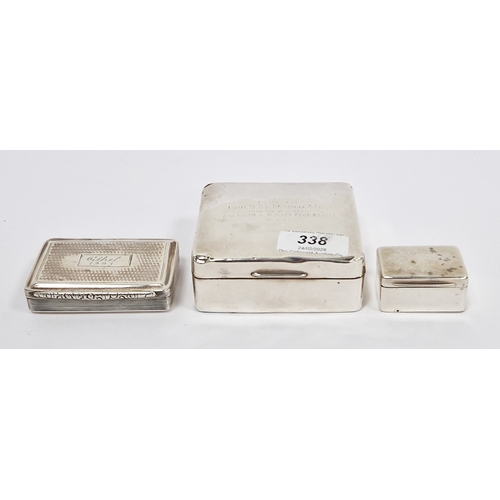 338 - Victorian silver snuff-box and cover, engraved ETHEL/1901, gilt interior, hallmarked Birmingham, 183... 