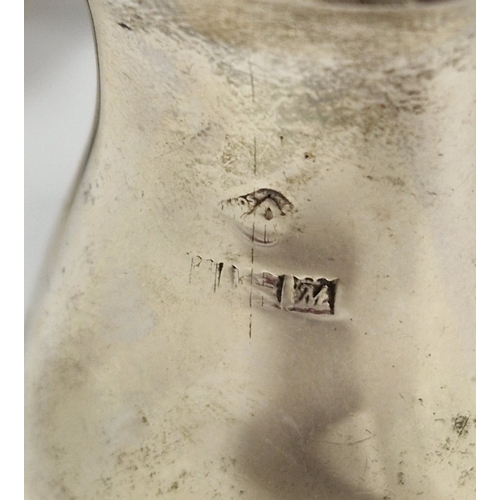 341 - Silver condiments, comprising: a salt, blue glass liner & spoon, a mustard pot, glass liner and spoo... 