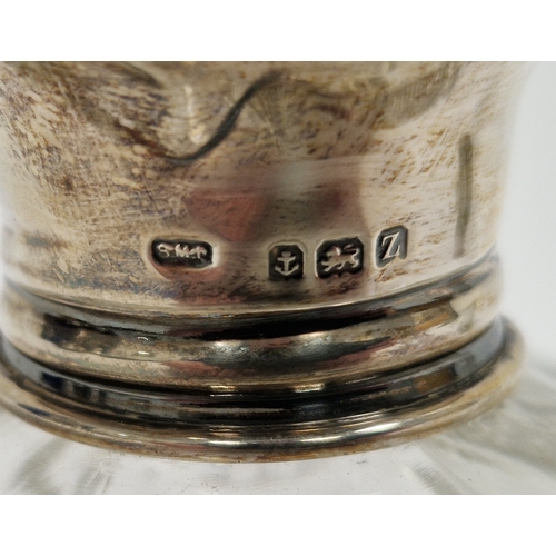 342 - Collection of six early 20th century glass silver mounted items including three perfume bottles, pai... 