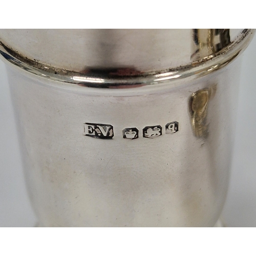 344 - George V silver three piece cruet set, Sheffield1933, Viner's Ltd, of round form with gadrooned edge... 