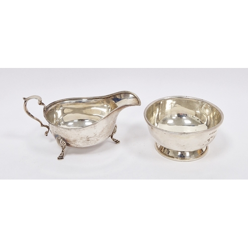 346 - George V silver sauceboat, Birmingham 1933, Adie Brothers Ltd, with gadrooned rim and three hooved f... 