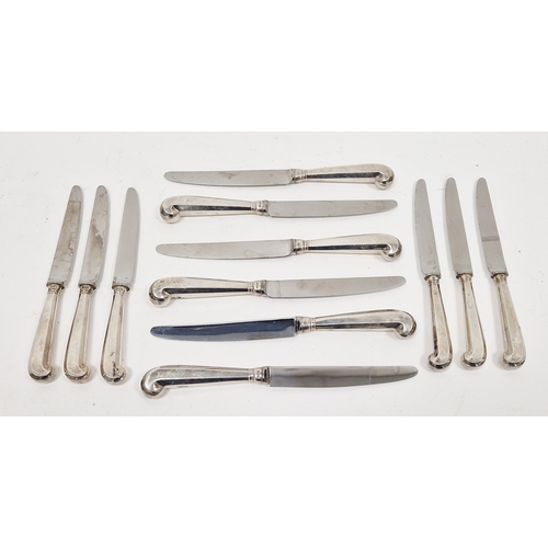 348 - Set of twelve silver pistol handled knives, London 1963 and 1964, William Comyns & Sons Ltd, six 21c... 