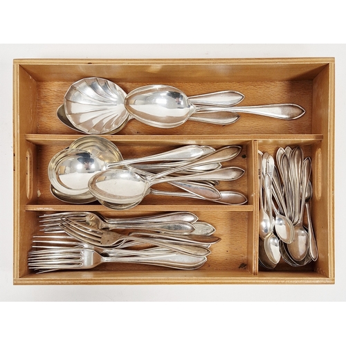 349 - Set of silver flatware, Sheffield 1936 and 1937, Viner's Ltd, Sandringham patter, comprising five de... 