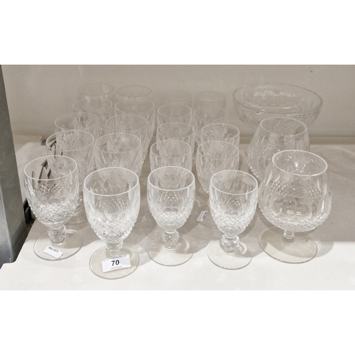 70 - Waterford Colleen pattern cut glass part table service comprising two brandy balloons, ten large win... 