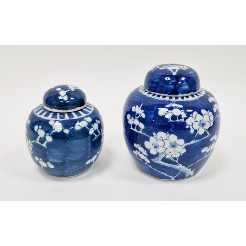 95 - Two Chinese porcelain blue and white ginger jars and covers, Qing Dynasty, possibly later, in sizes,... 
