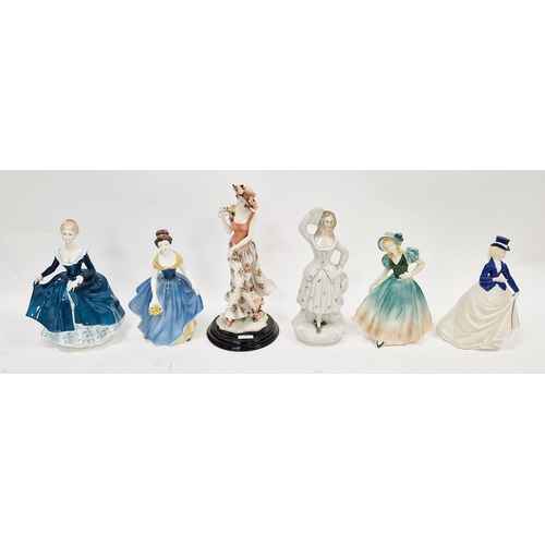 10 - Collection of porcelain and pottery figures of ladies, including a late 19th century Staffordshire p... 
