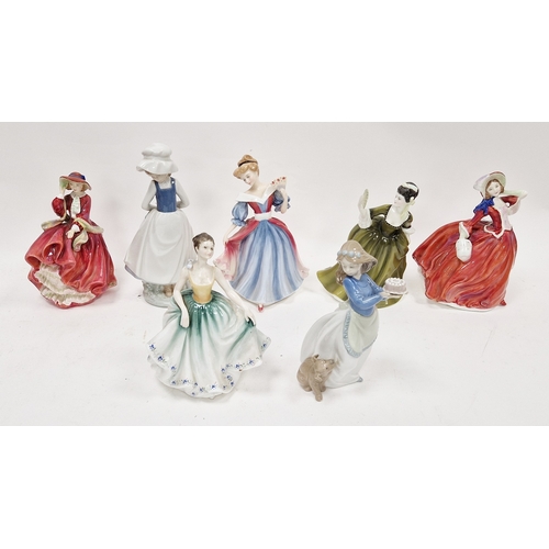 11 - Collection of Royal Doulton and Nao figures of ladies, the Royal Doulton comprising Amy HN3316, Cynt... 