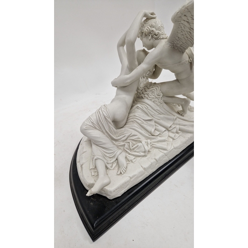 122 - After Antonio Canova a white porcelain sculpture of Cupid and Psyche by Alessandro Maggioni, limited... 