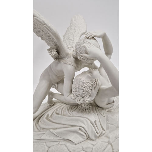 122 - After Antonio Canova a white porcelain sculpture of Cupid and Psyche by Alessandro Maggioni, limited... 