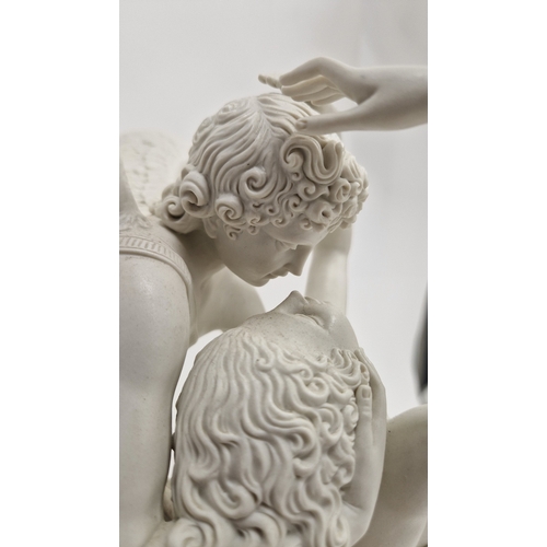 122 - After Antonio Canova a white porcelain sculpture of Cupid and Psyche by Alessandro Maggioni, limited... 