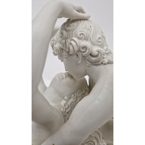 122 - After Antonio Canova a white porcelain sculpture of Cupid and Psyche by Alessandro Maggioni, limited... 