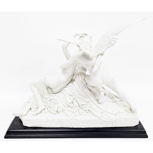 122 - After Antonio Canova a white porcelain sculpture of Cupid and Psyche by Alessandro Maggioni, limited... 