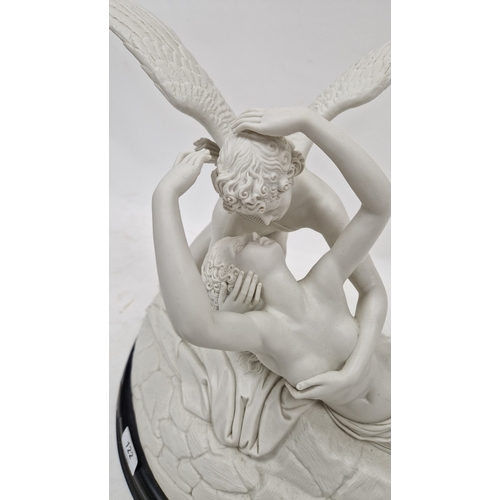 122 - After Antonio Canova a white porcelain sculpture of Cupid and Psyche by Alessandro Maggioni, limited... 